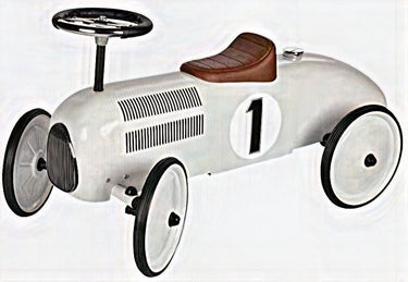 Goki loopauto - wit - 73,5x35x40cm - metaal en kunststof - 1 jaar