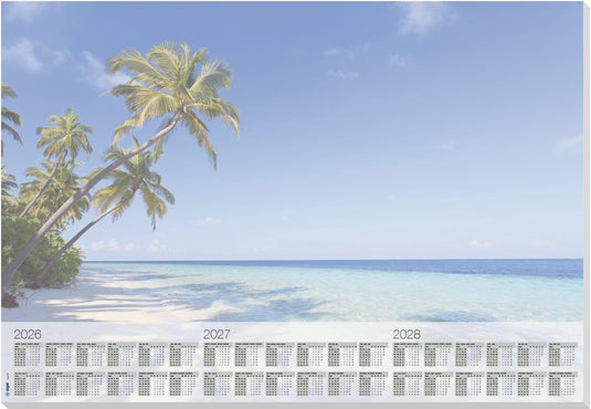 Sigel bureauonderlegger - beach - met kalender 2026 2027 2028 - formaat a2 - 30 vel afscheurbaar - si-h6470