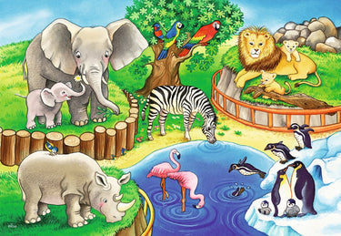 Ravensburger puzzel dieren in de dierentuin - 2 legpuzzels 12 stukjes.