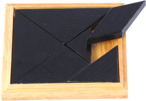 Longfield tangram - blank hout - rubberhout - inclusief voorbeelden en oplossingen - doosje - 13 x 13 cm - engelhart
