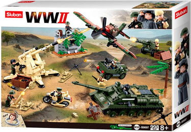 Sluban army the battle of kursk bouwspeelgoed kinderen vanaf 6 jaar - constructiespeelgoed modelbouw - bouwdoos met 998 bouwstenen - m38-b0697