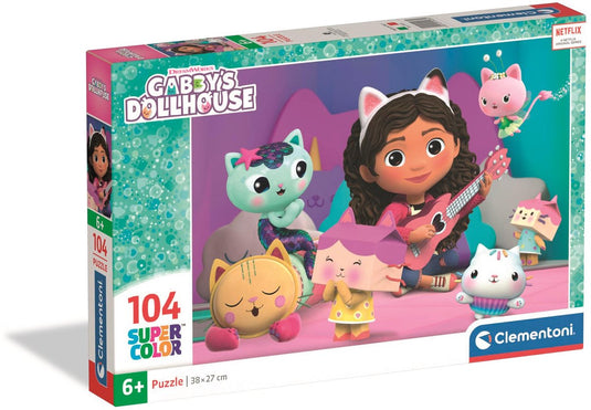 Clementoni - kinderpuzzel - 104 stukjes - gabby's dollhouse - vrolijke kleuren en personages - vanaf 6 jaar