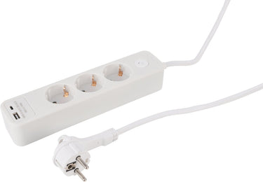 Q-link stekkerdoos - 3-voudig - randaarde - met platte stekker - usb a c - 3 x 1.5 mmâ² - 1.5 m - wit
