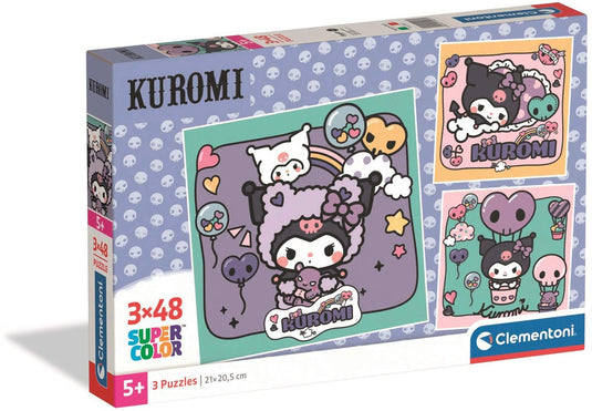 Clementoni kuromi kinderpuzzel 3x48 stukjes - sanrio legpuzzel - educatief speelgoed - puzzels spelletjes voor meisjes en kinderen vanaf 4 jaar
