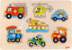 Goki steekpuzzel - verkeersmiddelen - 7 delen - 30x21x2,4cm - hout - 1+