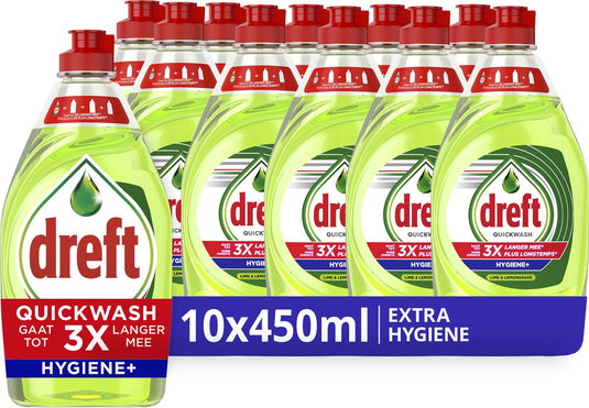 Dreft quickwash extra hygiëne vloeibaar afwasmiddel - 10 x 450 ml