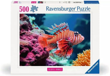 Merkloos sans marque ravensburger legpuzzel colorful animals rode koraalduivel, 500st.