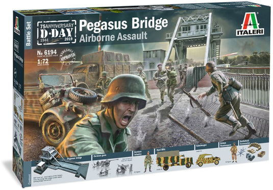 Italeri modelbouwpakket diorama - 6194 pegasus bridge - d.day 75 ann. 1944-2019 - battle set plastic - 1:72 - modelbouw