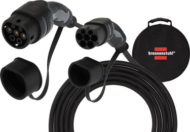 Brennenstuhl ev type 2 laadkabel 22kw (e-mobility type 2 laadkabel 5m, ip55, 3-fase, mode 3 laadkabel met tas voor elektrische hybride voertuigen)