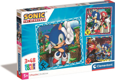 Clementoni legpuzzel super color vierkant sonic, 3x48st.