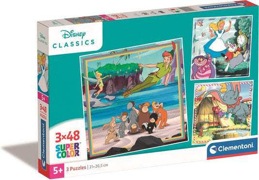 Clementoni legpuzzel super color vierkant disney classics, 3x48st.