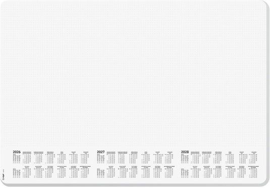 Sigel bureauonderlegger - punt- gelijnd - wit - formaat a2 - met kalender 2026 2027 2028 - met ronde hoeken - si-h6301
