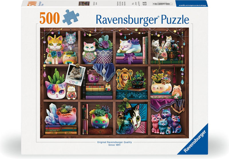 Load image into Gallery viewer, Ravensburger puzzel cubby cats and succulents - legpuzzel - 500 stukjes
