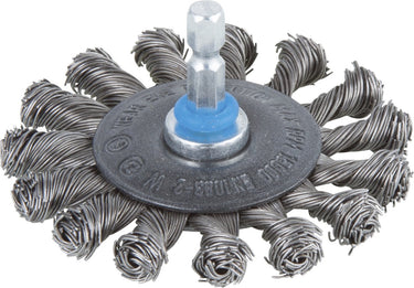 Wolfcraft - staaldraad schijfborstel voor boormachine gevlochten - hex staalborstel 75mm - 2119000