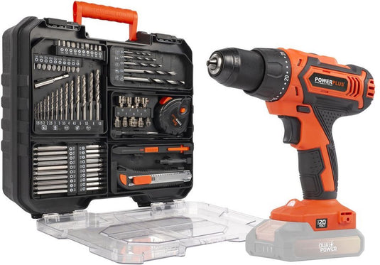 Powerplus - dual power - powdp15110 - 20 v - geborsteld - schroefboormachine - 20v - 78 acc. - excl. batterij en lader