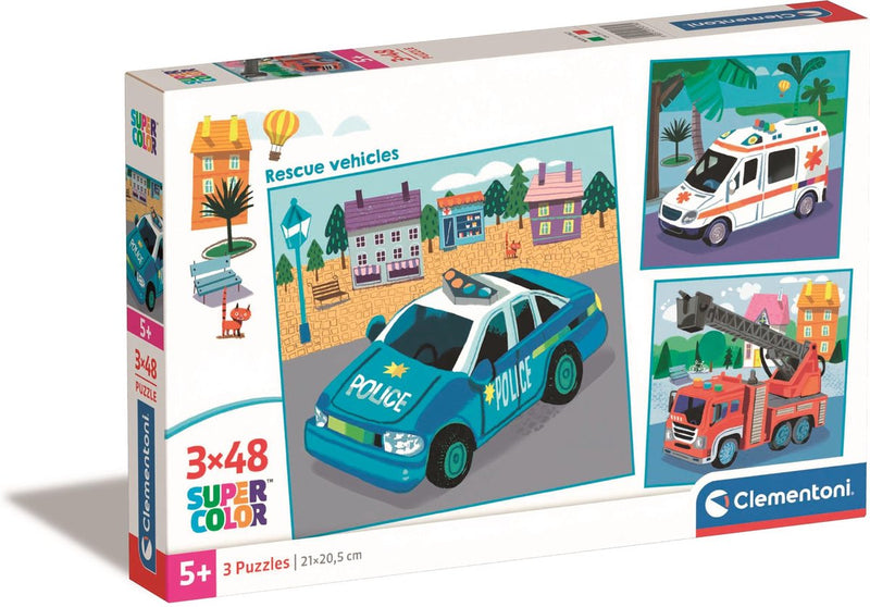 Load image into Gallery viewer, Clementoni legpuzzel super color vierkant hulpdiensten, 3x48st.
