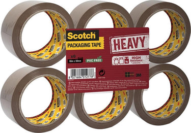 Scotch verpakkingstape, heavy -flat pack 6 rollen, bruin, 50 mm x 66 m, pp 237