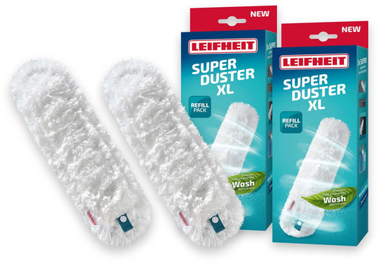Leifheit superduster plumeau xl navulling - microvezel - 56 cm - 50x wasbaar - set van 2 vervangingsdoeken
