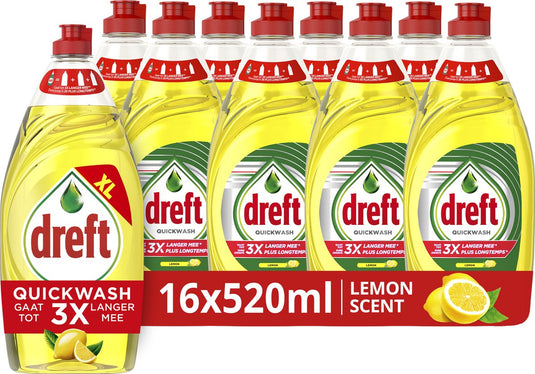 Dreft platinum quickwash citroen vloeibaar handafwasmiddel - 16 x 520ml
