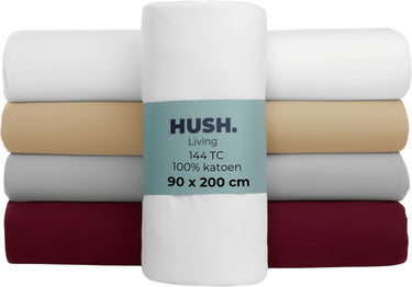 Hush. living hush living - hoeslaken 90x200+30cm - 100% katoen, 144tc, soepel en ademend - elastiek rondom - wit