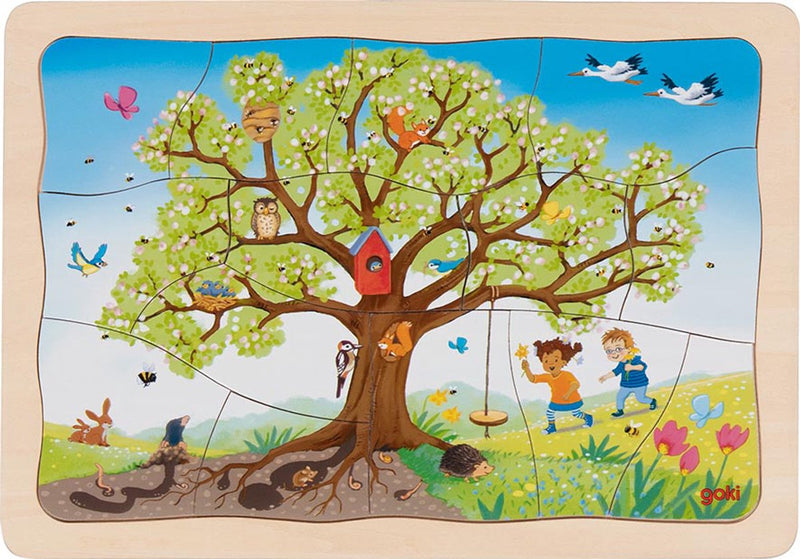Load image into Gallery viewer, Goki houten legpuzzel mijn appelboom, 32st.
