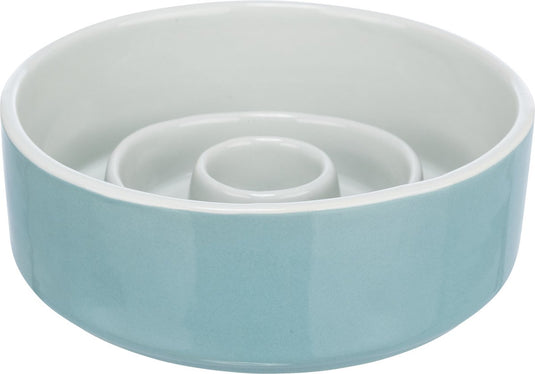 Trixie voerbak slowfeeding keramiek grijs blauw