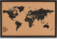 Zeller prikbord wereldkaart - zwart - 60 x 40 cm - kurk hout - memobord