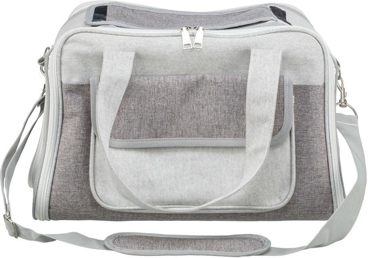 Trixie hondentas libby grijs - gaas-inzetstuk, 42x25x27 cm - met schouderriem en korthouder