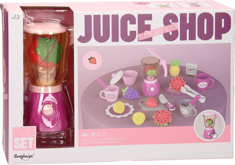 Load image into Gallery viewer, Juice shop speelgoed speelset met blender - kleurrijke kinderkeuken.
