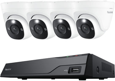 Reolink 4k uhd poe-beveiligingscamerasysteem nvs8-8md4 - 8ch nvr met ingebouwde 2 tb hdd - 4 stuks 4k 8mp poe bedrade koepelcamera's met persoons- en voertuigdetectie - 30 m haarscherp nachtzicht - 24 7 opname