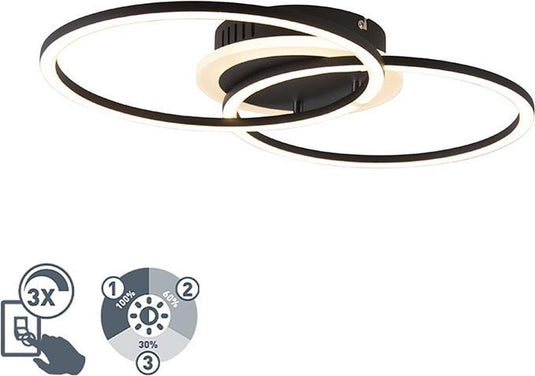Rl live your light reality venida - plafondlamp - zwart mat - incl. 1x smd 25 w - osram lichtbron - licht apart schakelbaar - geschikt voor vaste montage of stekker