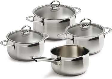 Bk excellent rvs kookpannenset 4 delig - ø16cm tot ø20cm - inductie - vaatwasserbestendig - ovenbestendig tot 230° - met deksels - maatverdeling - zilver