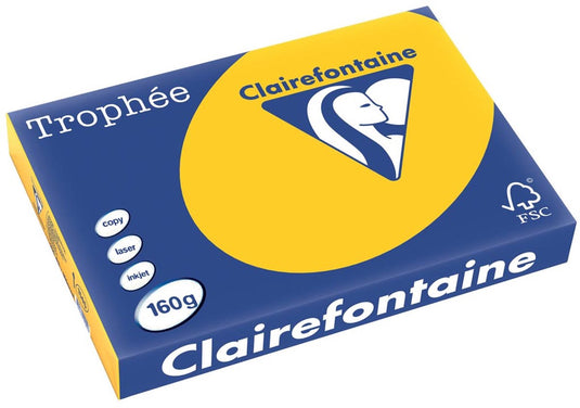 Clairefontaine trophée intens a3 zonnegeel 160 g 250 vel
