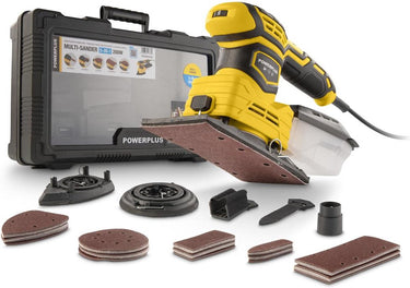 Powerplus elektrische handpalmschuurmachine 5-in-1 powxbox026 – schuurmachine 200w – 100 acc.