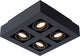 Lucide xirax - plafondspot (plafondlamp) - led dim to warm - gu10 - 4x5w 2200k 3000k - zwart