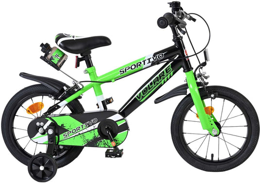 Volare sportivo kinderfiets - jongens - 14 inch - groen zwart - twee handremmen