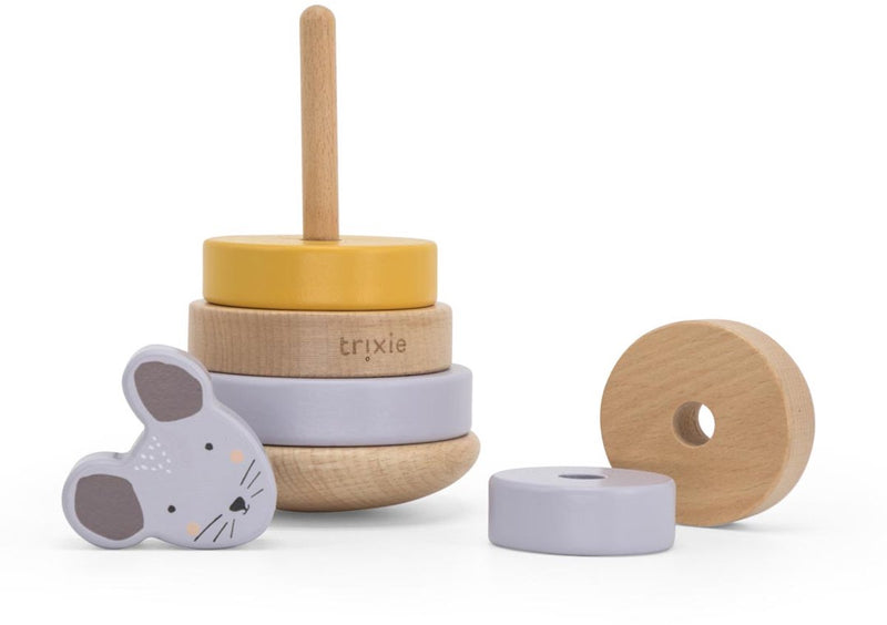Load image into Gallery viewer, Trixie houten stapeltoren - mrs. mouse - houten stacking toy - educatief speelgoed - voor jongens meisjes - muis
