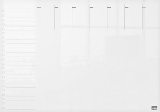 Nobo droog uitwisbaar mini a3 whiteboard - weekplanner - 297 x 420mm - inclusief marker - transparant acryl