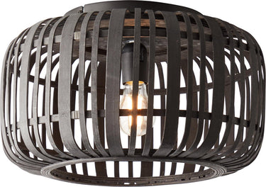 Brilliant woodrow - plafondlamp - e27 max 1x60w - hout zwart