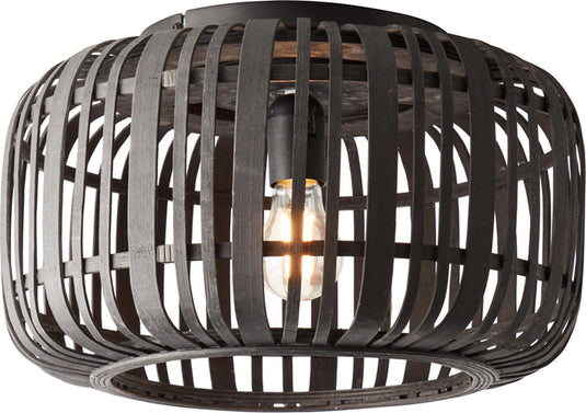 Brilliant woodrow - plafondlamp - e27 max 1x60w - hout zwart