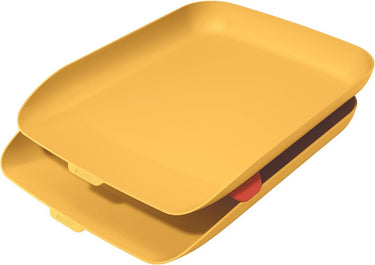 Leitz cosy set van 2 brievenbakken - brievenbakjes voor a4- en c4-formaten - ideaal voor thuiskantoor thuiswerken - warm geel