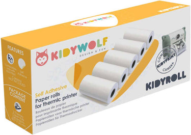 Kidywolf kidyroll zelfklevende stickers thermisch papier voor kidyprint k-print – 5 rollen,300 prints, compatibel met kinder instant camera
