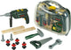 Klein toys bosch mini 16-delige speelgoed gereedschapskoffer - boormachine, hamer, zaag, steeksleutel en gereedschap accessoires - incl. licht- en geluidseffecten - groen