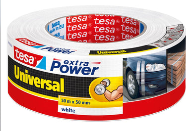 Tesa textieltape extra power universeel ducttape textielversterkt voor repareren – wit 50m x 50mm
