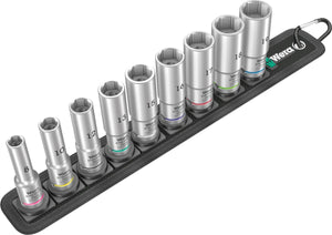 Wera belt b deep 1 doppen set, met 3 8 -aandrijving, 9‑delig dopsleutel (zwart)