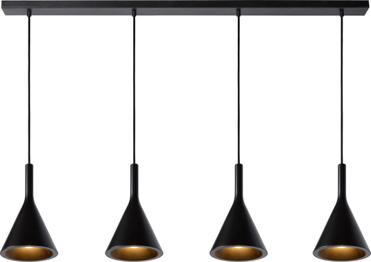 Lucide gipsy - hanglamp - 4xe27 - zwart - japandi