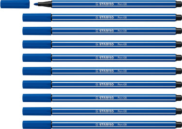 Stabilo pen 68 - premium viltstift - donkerblauw - doos 10 stuks