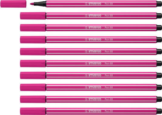 Stabilo pen 68 - premium viltstift - roze rood - doos 10 stuks