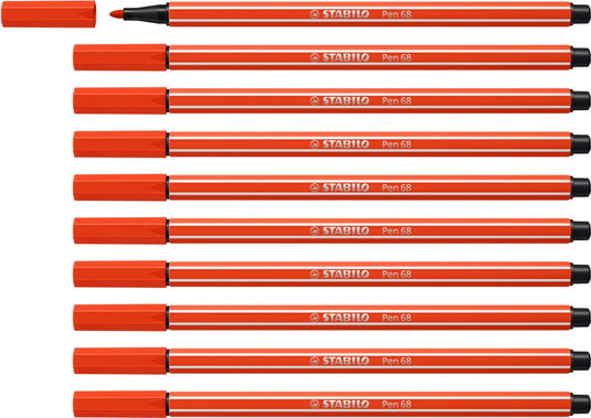 Stabilo pen 68 - premium viltstift - lichtrood - doos 10 stuks