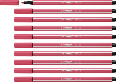 Stabilo pen 68 - premium viltstift - aardbeien rood - doos 10 stuks